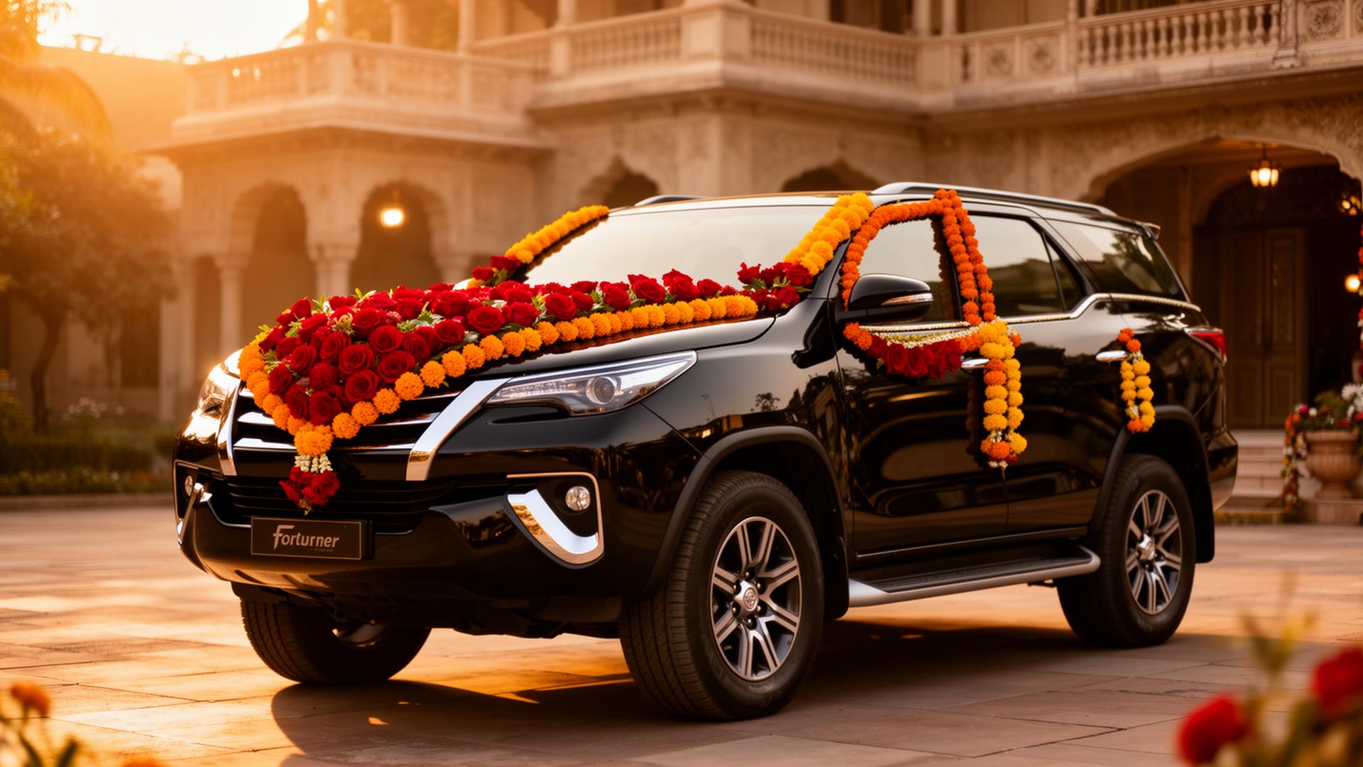 Decorated wedding Fortuner in Indore